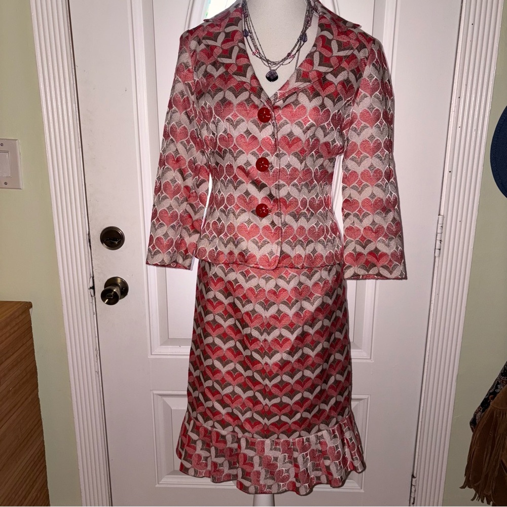 Etcetera Red and Pink hearts Skirt Set